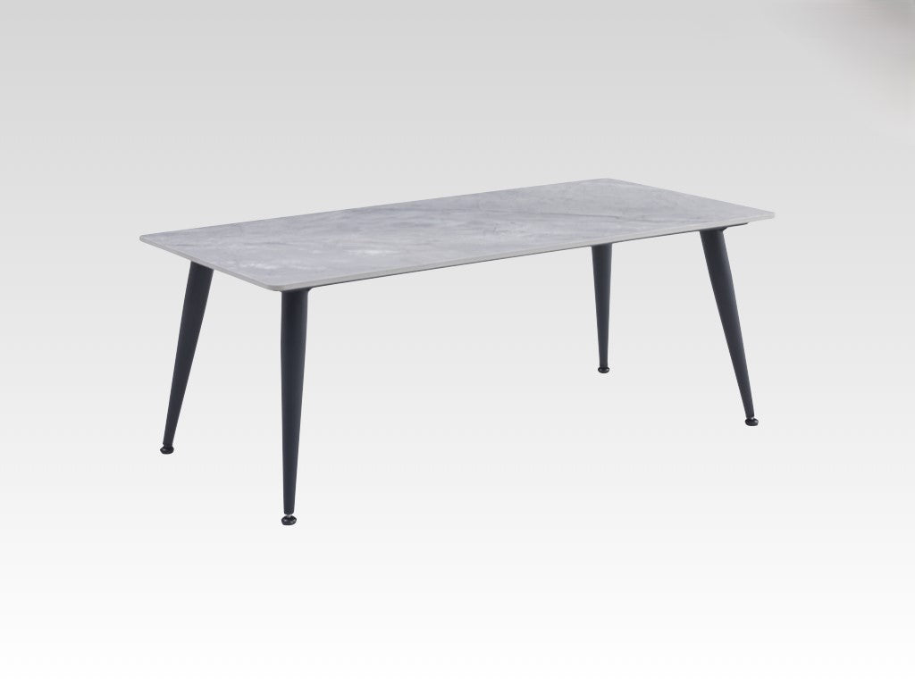 Argenta Coffee Table - Grey Sintered Stone and Black Metal