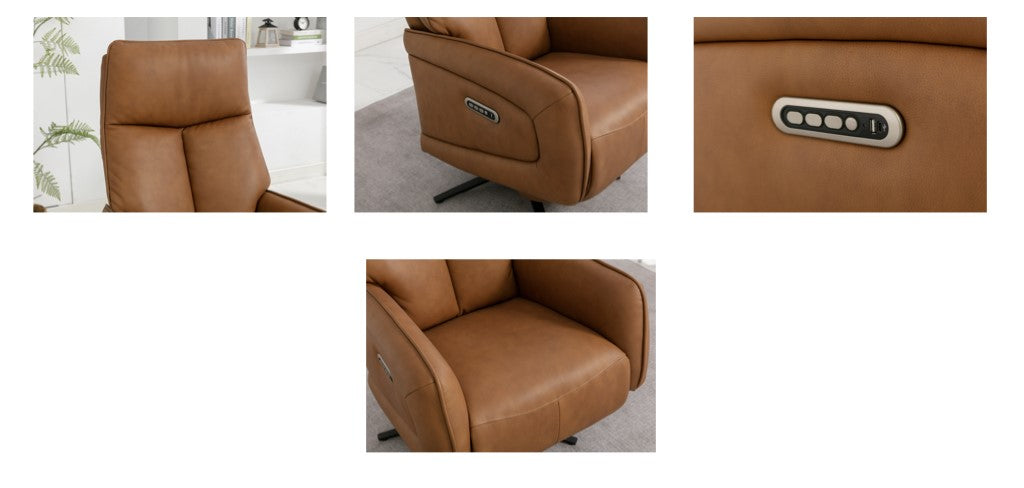 Prestige Triple Motor Electric Swivel Chair Leather - Camel