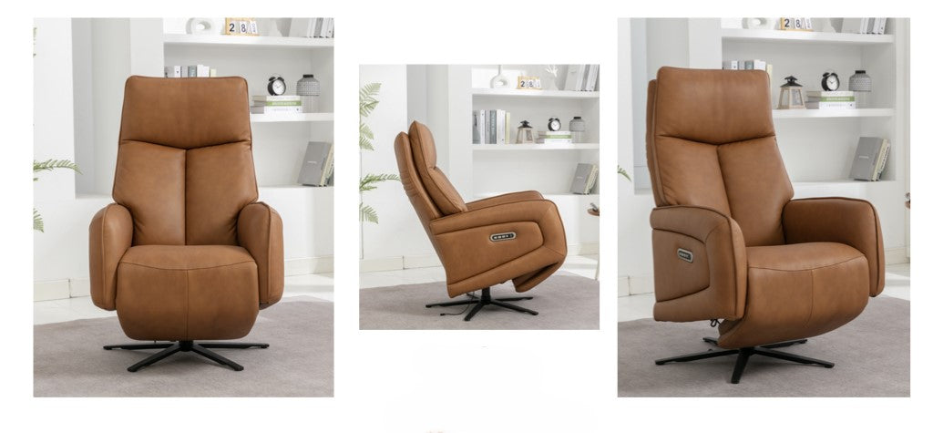 Prestige Triple Motor Electric Swivel Chair Leather - Camel