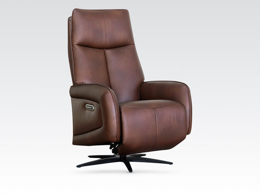 Prestige Triple Motor Electric Swivel Chair - Dark Brown Leather