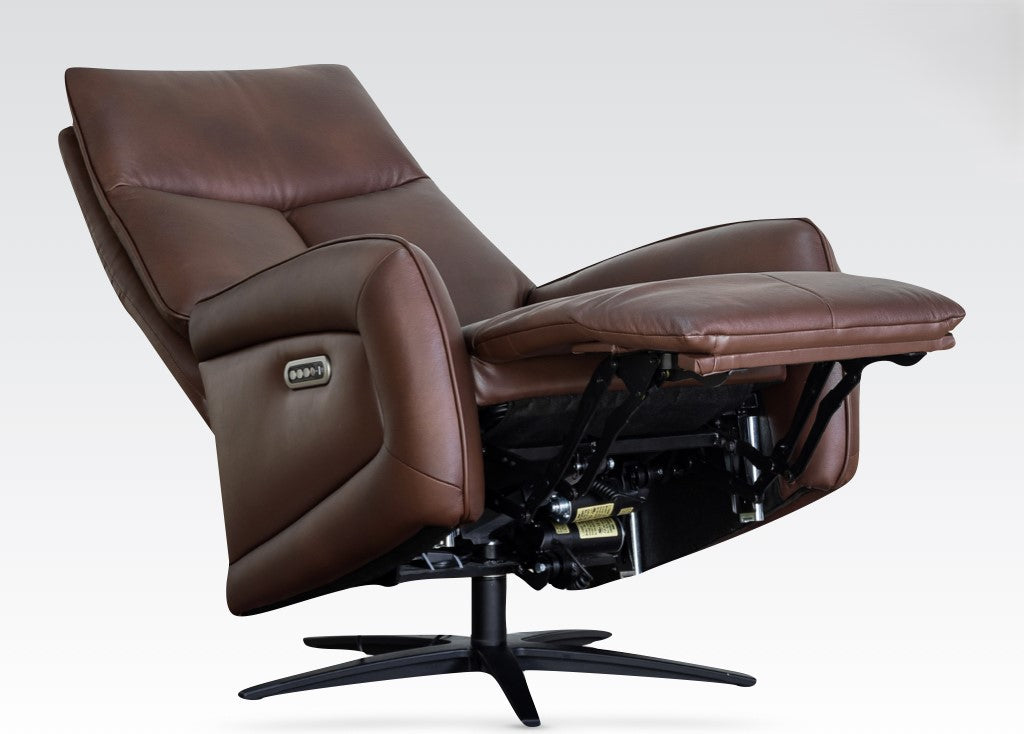 Prestige Triple Motor Electric Swivel Recliner Chair- Dark Brown Leather