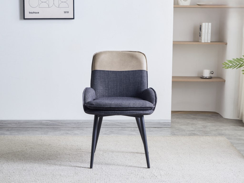 Redmond Dining Chair- Dark Grey & Beige