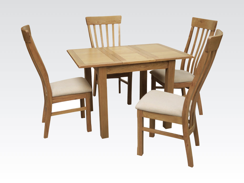 Kilmore Oak 80cm Extendable Dining Set with 4 Chairs