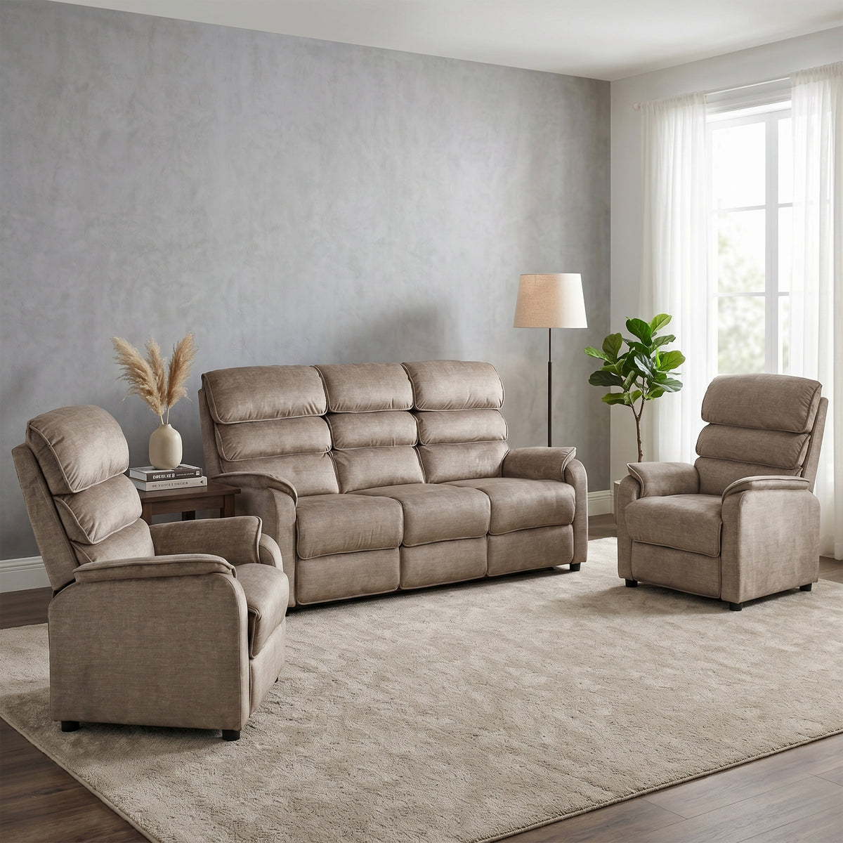 Savoy 3+1+1 Fixed Sofa Suite -Taupe
