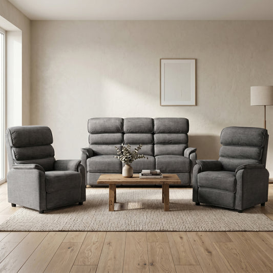 Savoy 3+1+1 Sofa Suite Fixed- Grey Fabric