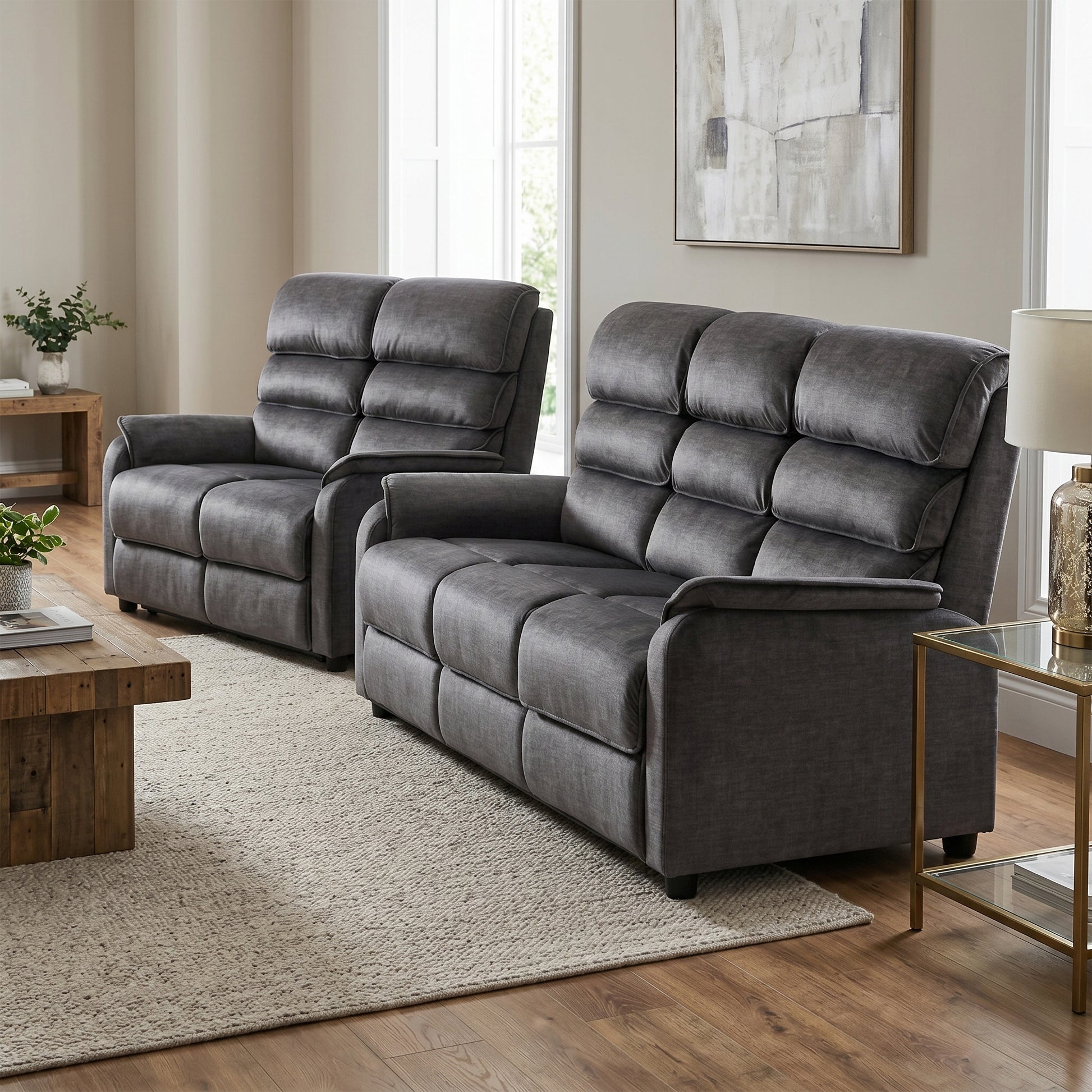 Savoy 3+2 Seater Sofa Suite Fixed - Grey
