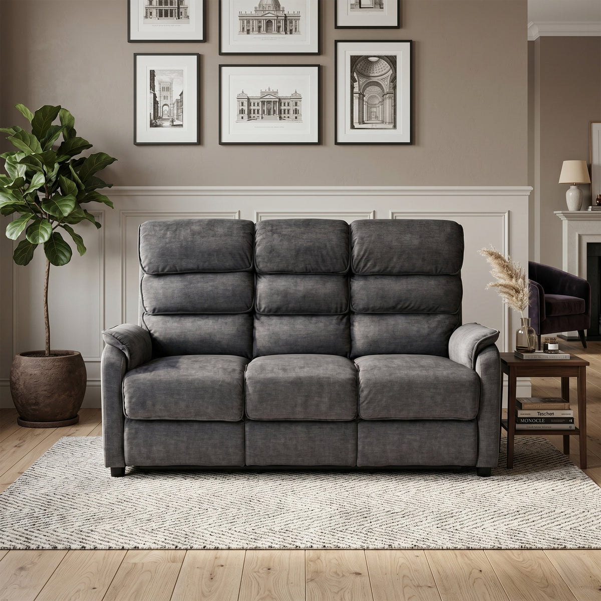 Savoy 3+1+1 Sofa Suite Fixed- Grey Fabric