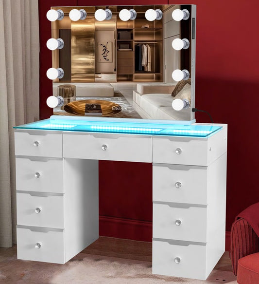 9 Drawer Glam Empire Vanity Table