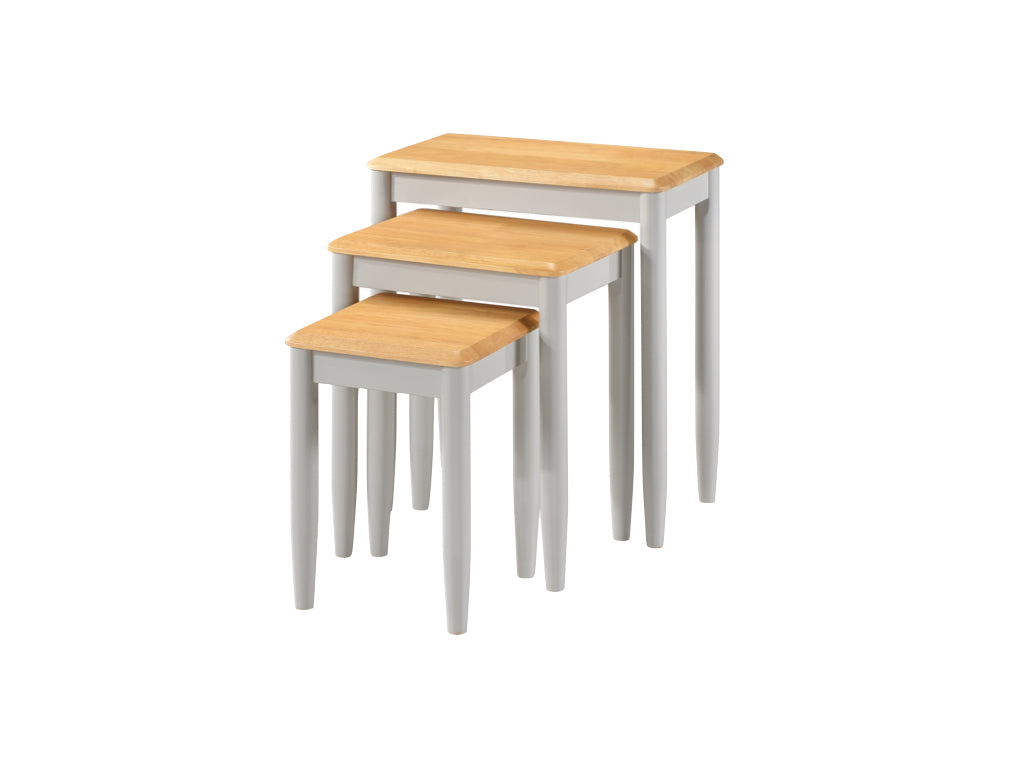 Altona Nest of 3 Tables - Light Oak and Stone Grey