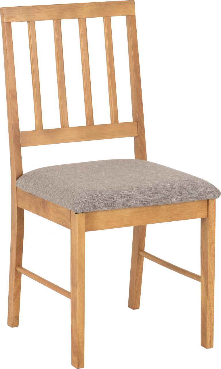 Austin dining chair with a gray cushion on a white background