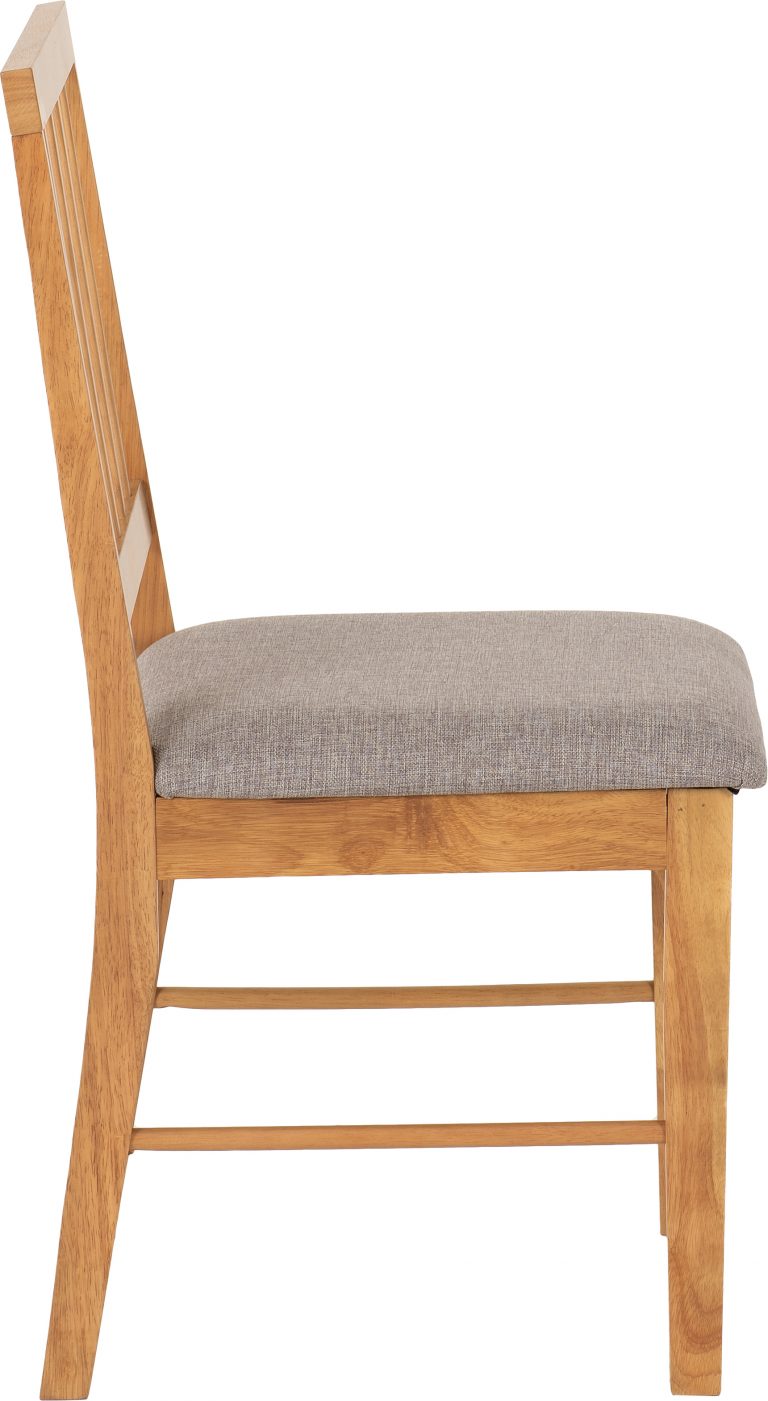 Austin dining  chair with a gray cushion on a white background