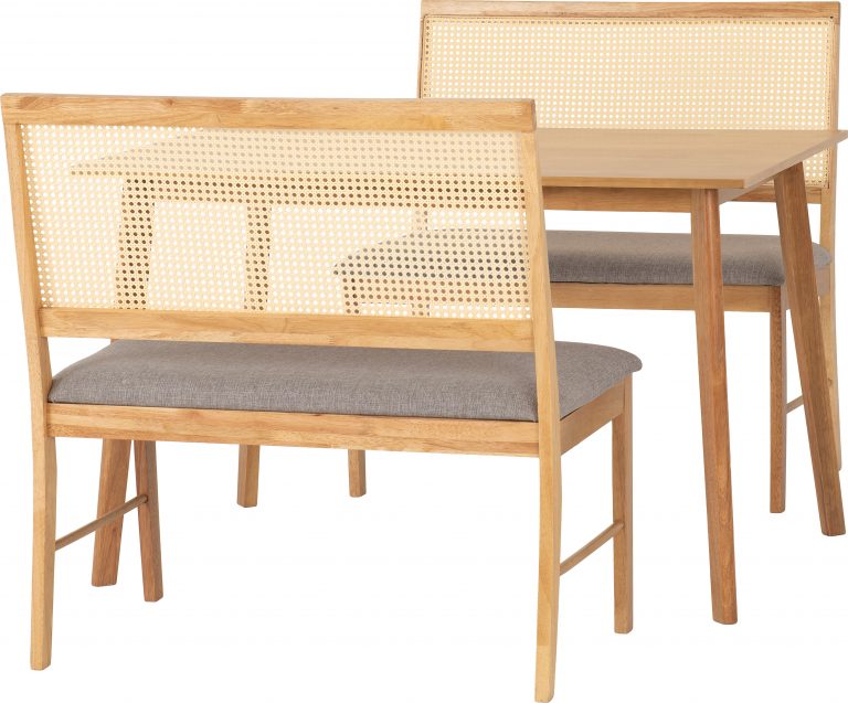 Austin & Ellis 1+2 Dining Bench Set with wooden chairs and table on a white background