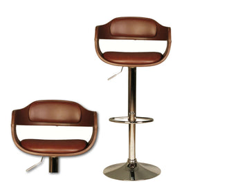 Anna Bar Gas Lift Stool - Brown Faux Leather 