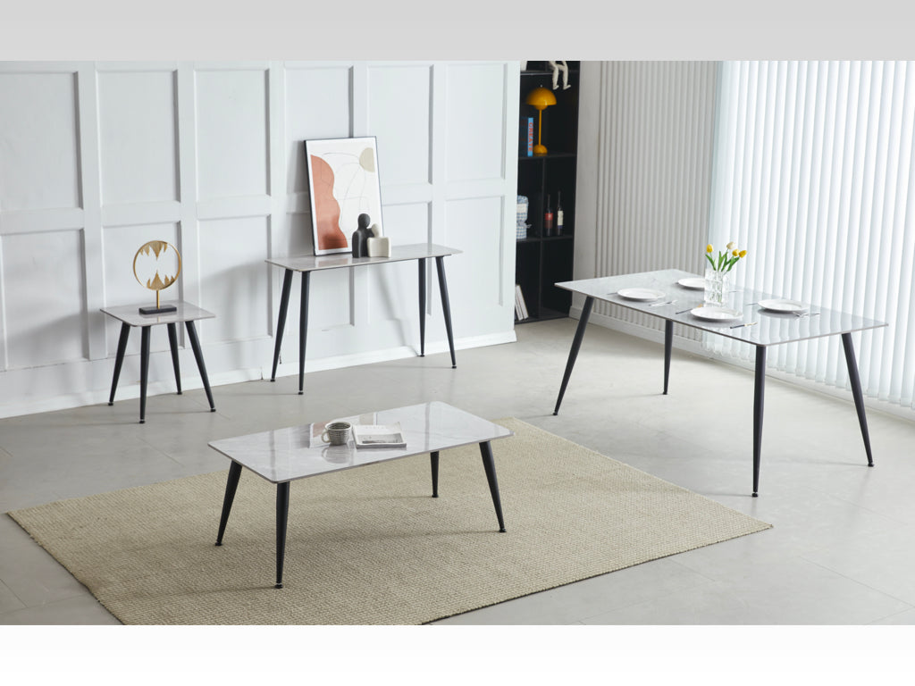 Argenta Console Table - Grey Sintered Stone and Black Metal