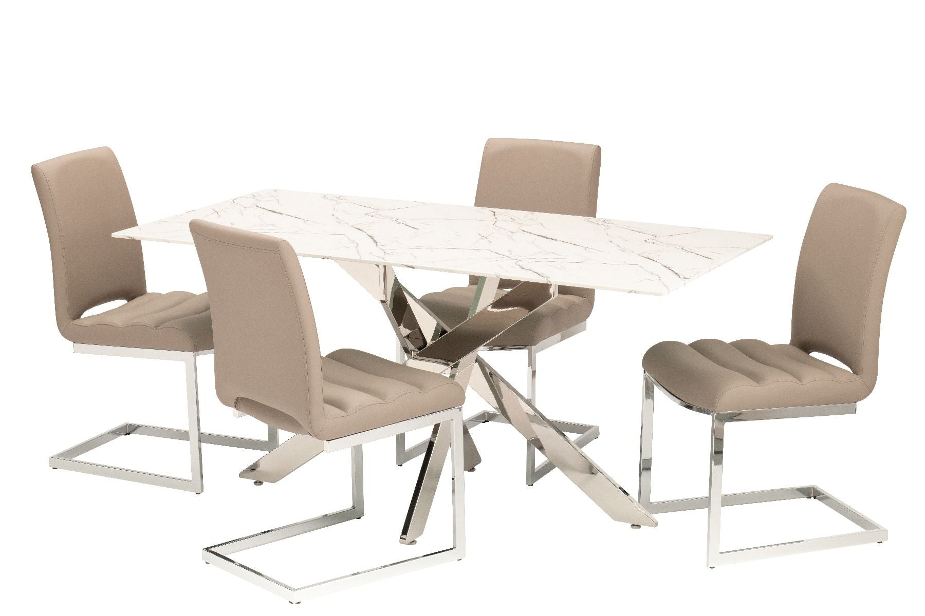 Arlo Dining Table + 4 Chairs - Taupe