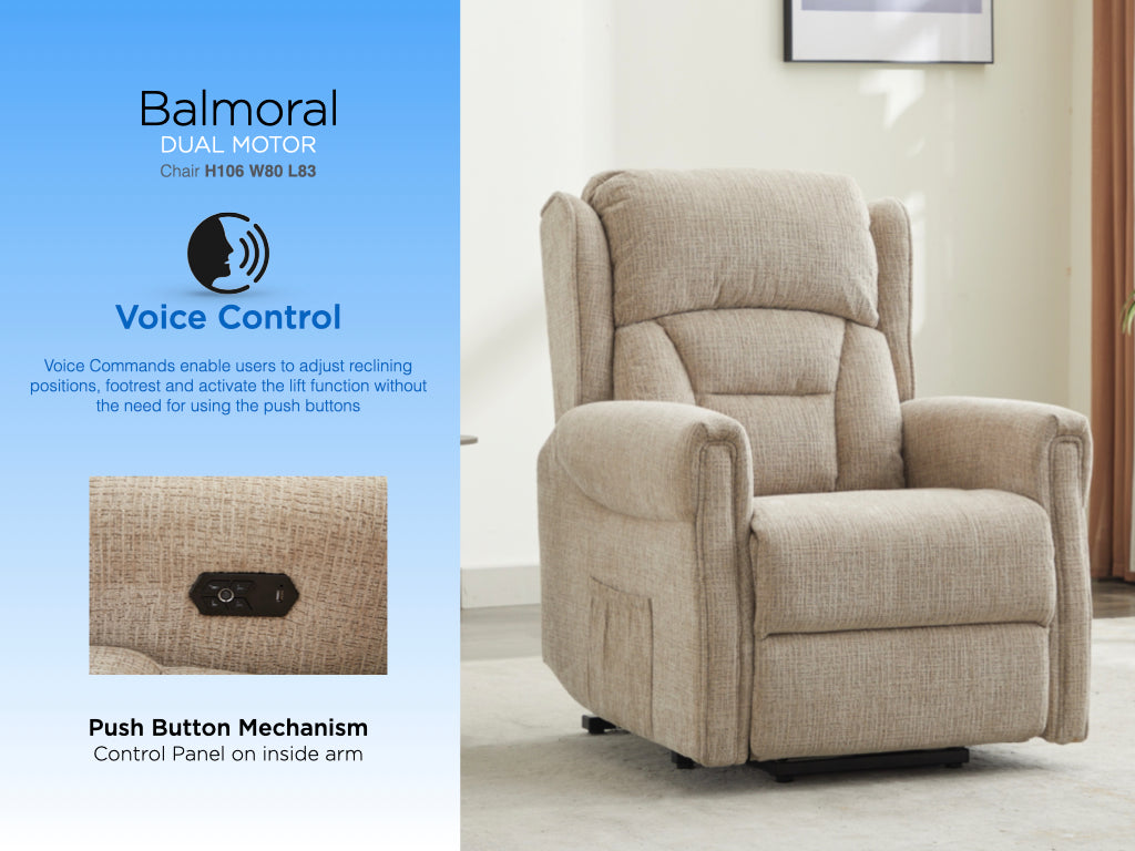 Balmoral Lift & Tilt Dual Motor Voice Control Armchair- Rabbit