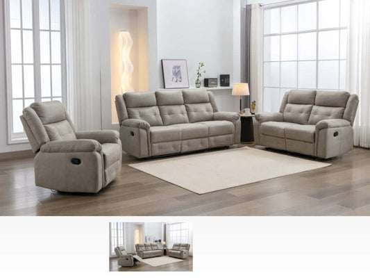 Berkeley 3+1+1  Recliner Sofa Suite - Light Grey