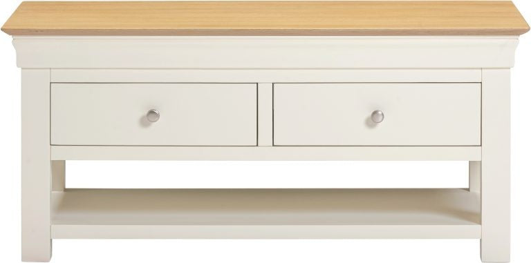 Bordeaux 2 Drawer Coffee Table - Ivory/Oak