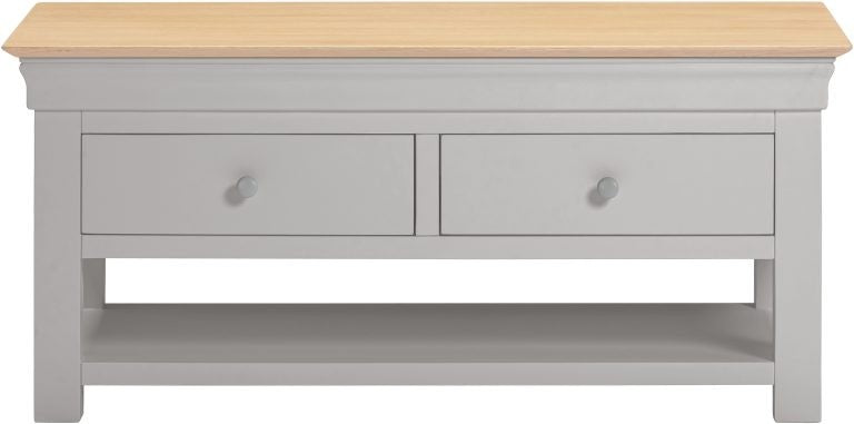Bordeaux 2 Drawer Coffee Table - Pebble Grey/Oak