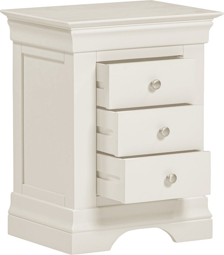 Bordeaux 3 Drawer Bedside- Ivory (Set of 2)
