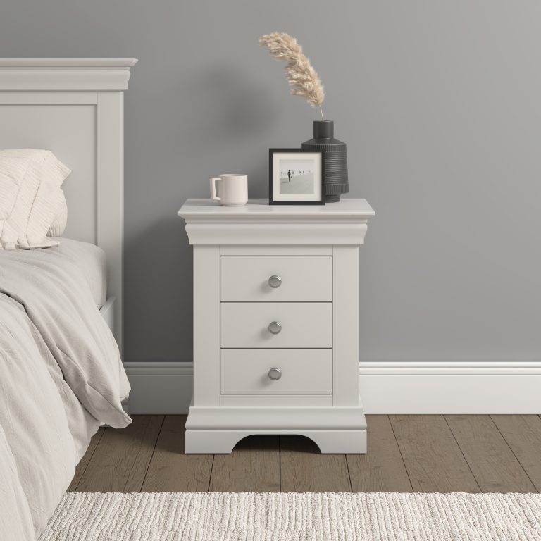 Bordeaux 3 Drawer Bedside- Ivory (Set of 2)
