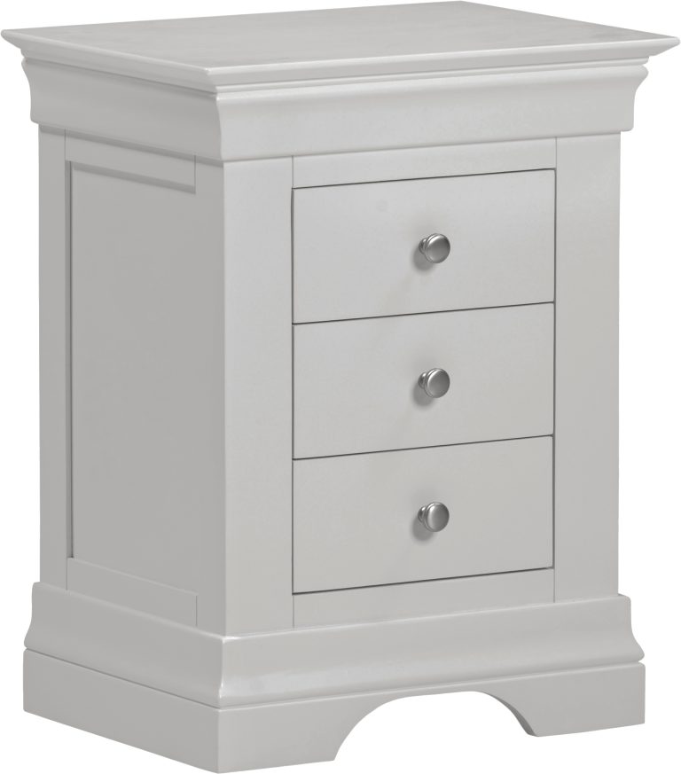 Bordeaux 3 Drawer Bedside- Pebble Grey Set of 2