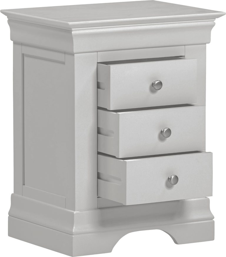 Bordeaux 3 Drawer Bedside- Pebble Grey Set of 2