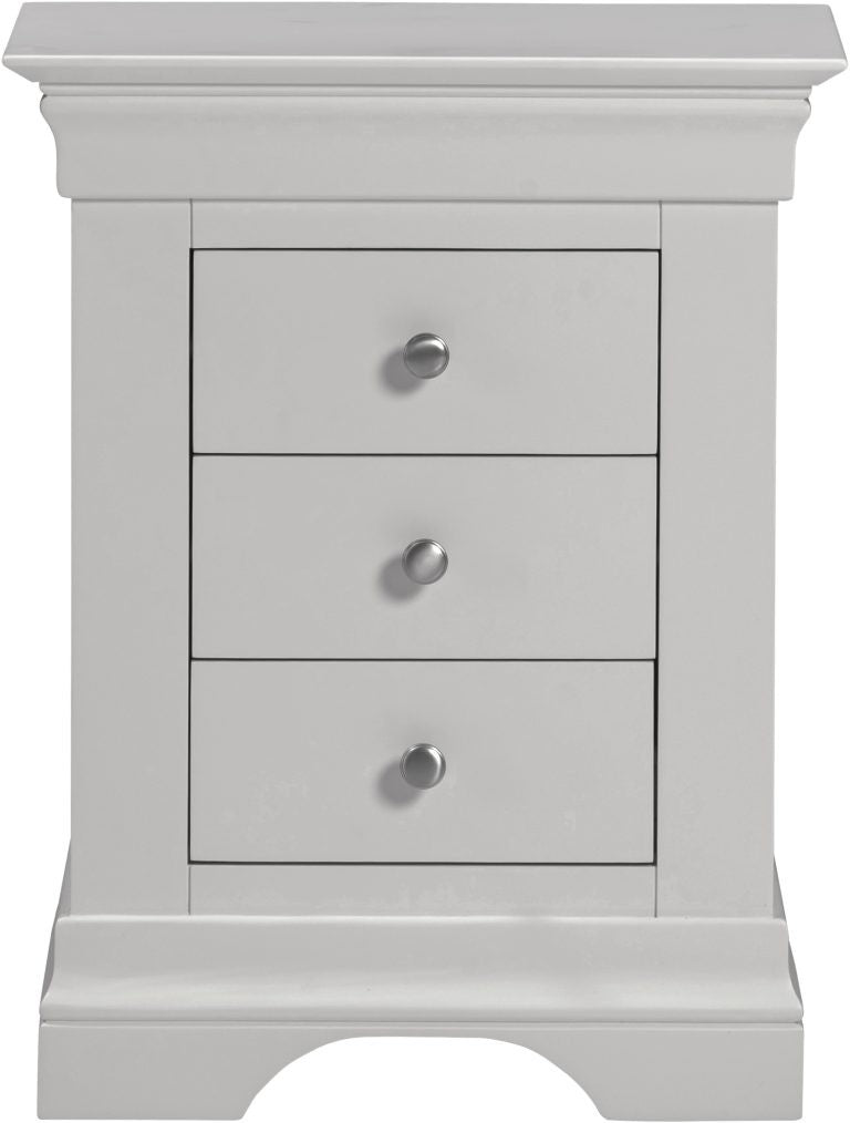 Bordeaux 3 Drawer Bedside- Pebble Grey Set of 2