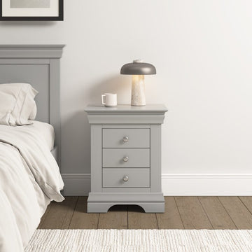 Bordeaux 3 Drawer Bedside- Pebble Grey Set of 2