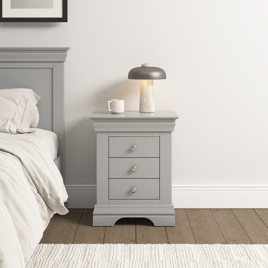 Bordeaux 3 Drawer Bedside- Pebble Grey Set of 2