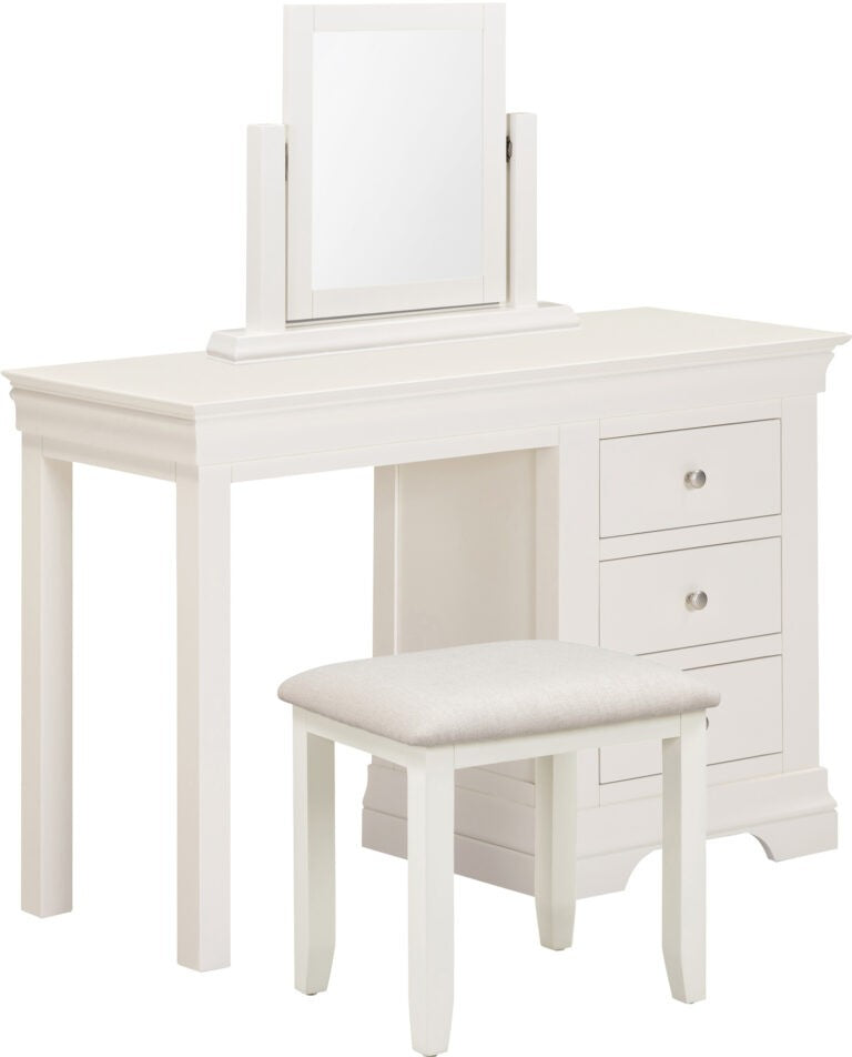 Bordeaux 3 Drawer Dressing Table Set- Ivory/Oat Fabric