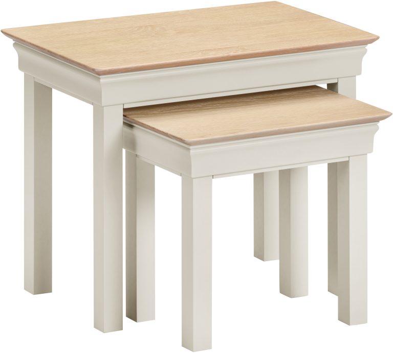Bordeaux Nest of 2 Tables- Ivory/Oak