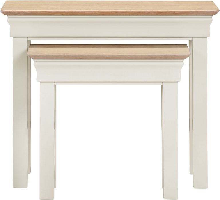 Bordeaux Nest of 2 Tables- Ivory/Oak