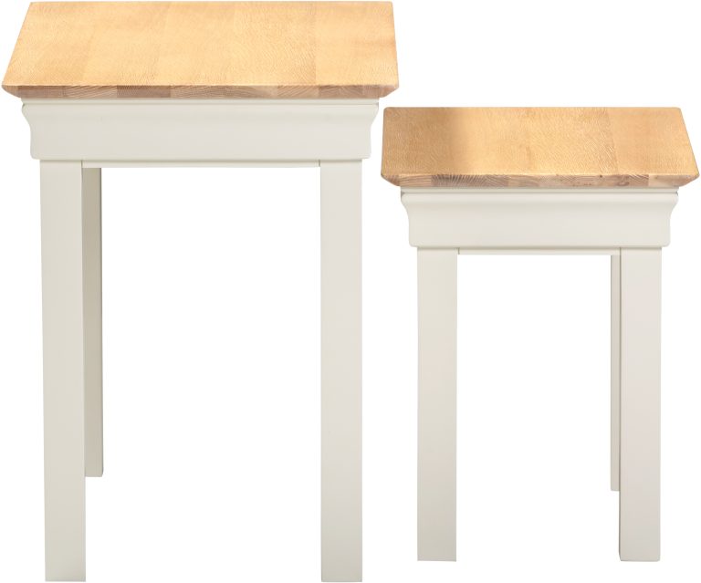 Bordeaux Nest of 2 Tables- Ivory/Oak