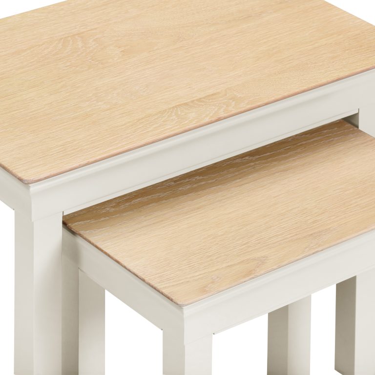 Bordeaux Nest of 2 Tables- Ivory/Oak
