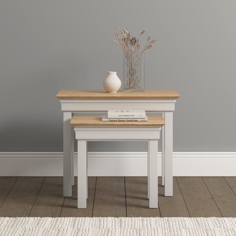 Bordeaux Nest of 2 Tables- Ivory/Oak