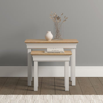 Bordeaux Nest of 2 Tables- Ivory/Oak