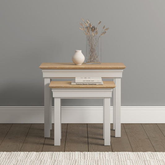 Bordeaux Nest of 2 Tables- Ivory/Oak