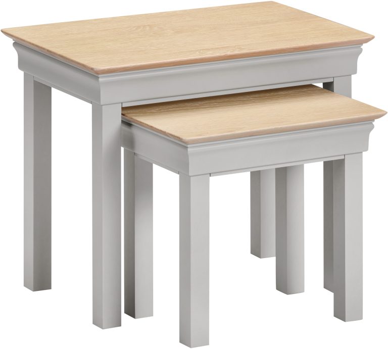 Bordeaux Nest of 2 Tables- Pebble Grey/Oak