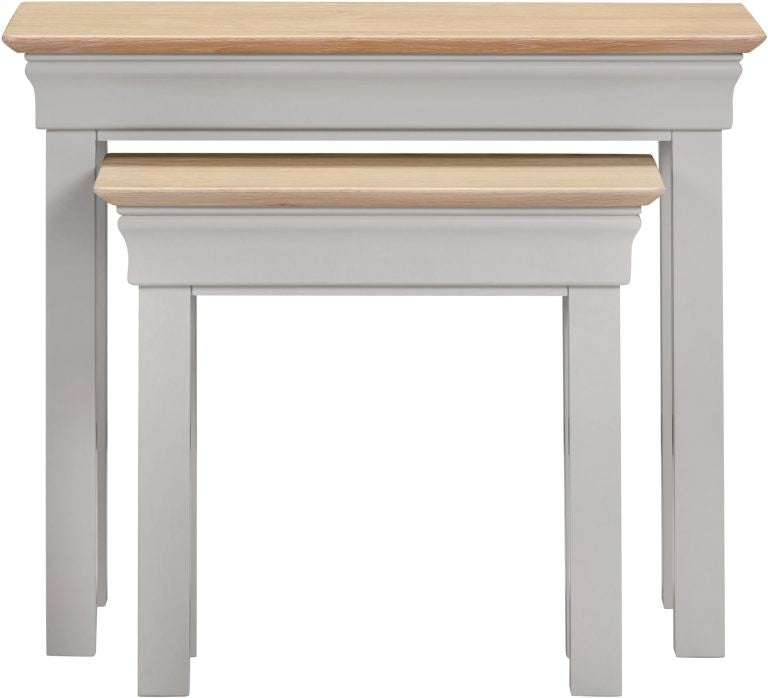 Bordeaux Nest of 2 Tables- Pebble Grey/Oak