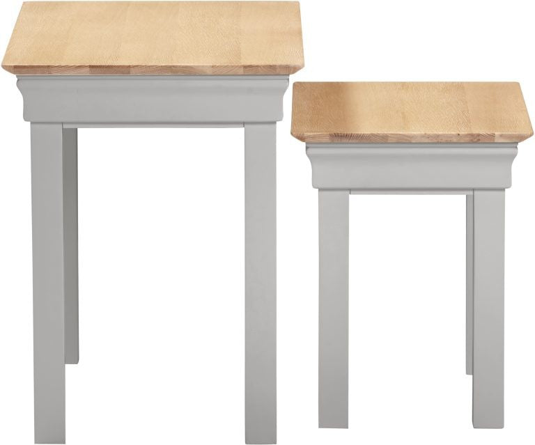 Bordeaux Nest of 2 Tables- Pebble Grey/Oak