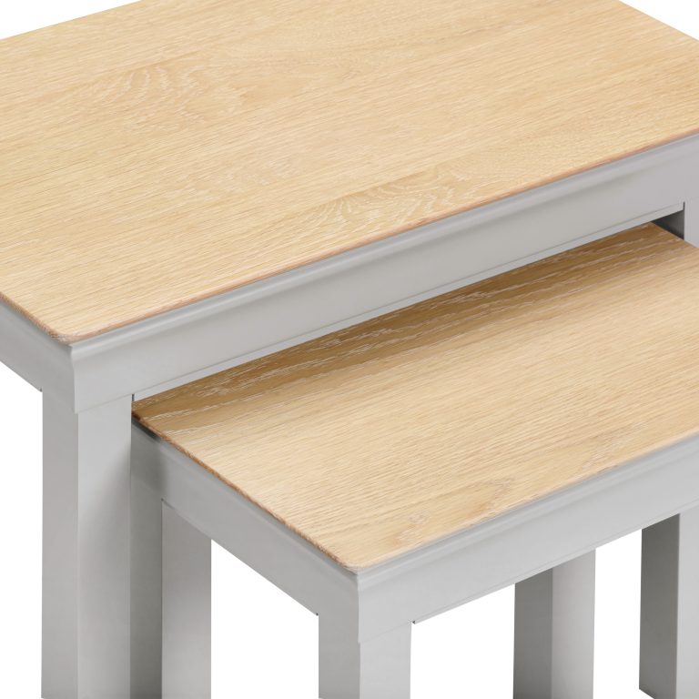 Bordeaux Nest of 2 Tables- Pebble Grey/Oak