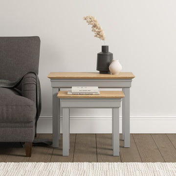 Bordeaux Nest of 2 Tables- Pebble Grey/Oak
