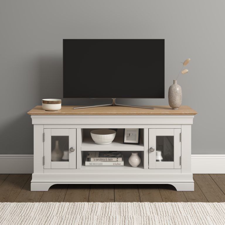 Bordeaux Small TV Stand- Ivory/Oak