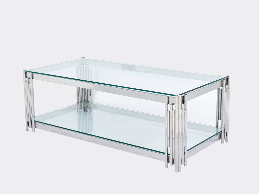 Belini Coffee Table - Glass and Stainless Steel