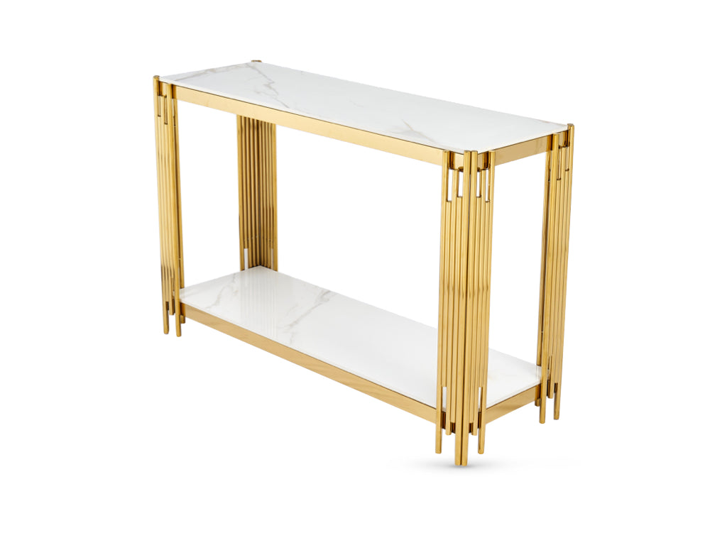 Belini Console Table Sintered Stone and Gold