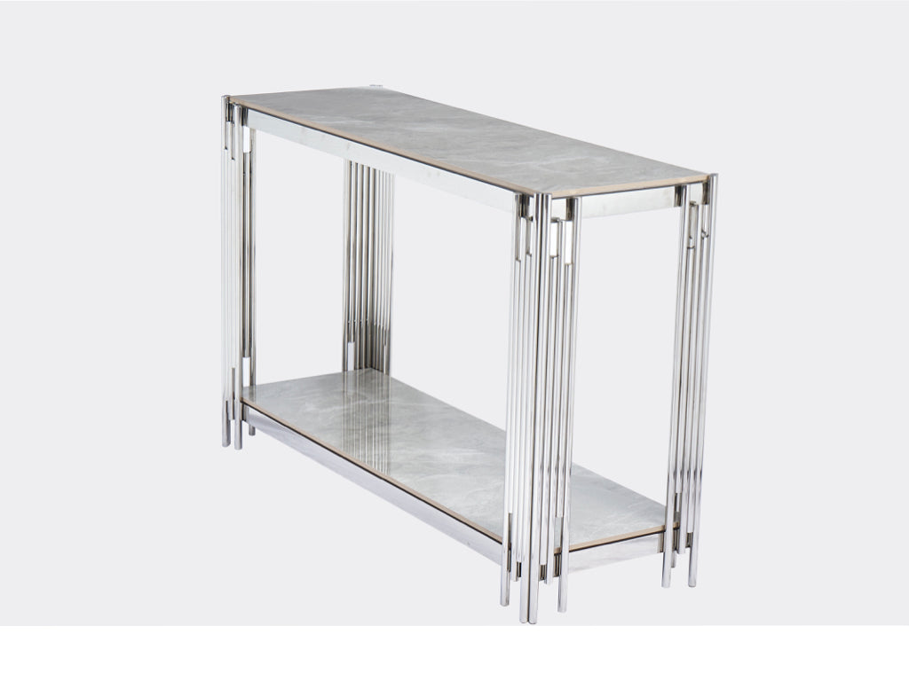 Belini Console Table Sintered Stone and Stainless Steel
