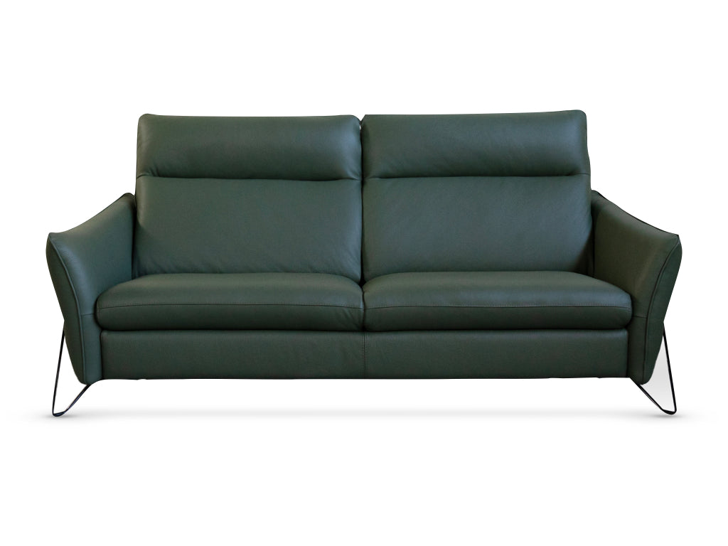 Bellagio 3 Seater Leather Fixed Sofa - Green