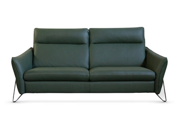 Bellagio 3 Seater Leather Fixed Sofa - Green