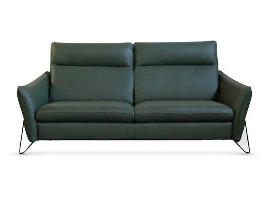 Bellagio 3 Seater Leather Fixed Sofa - Green